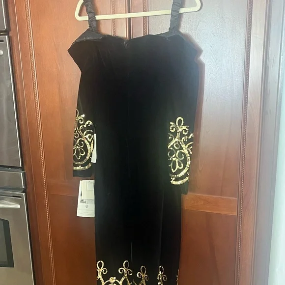 Vintage Jessica McClintock Black Gold Dress - Picture 3 of 7